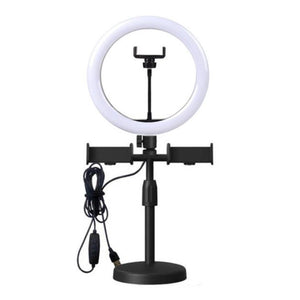 Aro de luz 26 cm de escritorio con 3 soportes celular