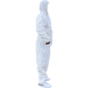 Overol Antifluido Blanco con Gorro y Cierre Adhesivo
