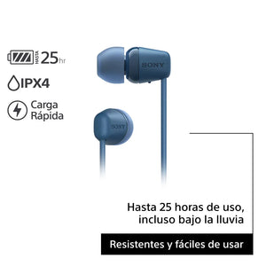 Audífonos Sony Inalámbricos Bluetooth In Ear Manos Libres WI-C100 Azul