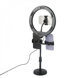 Aro de luz 26 cm de escritorio con 3 soportes celular
