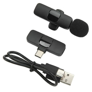 Micrófono inalámbrico recargable para celular Tablet cámara tipo c F2