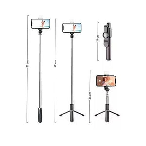 Tripode monopod de selfie 2 en 1 con luz led y control bluetooth