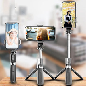 Tripode monopod de selfie 2 en 1 con luz led y control bluetooth