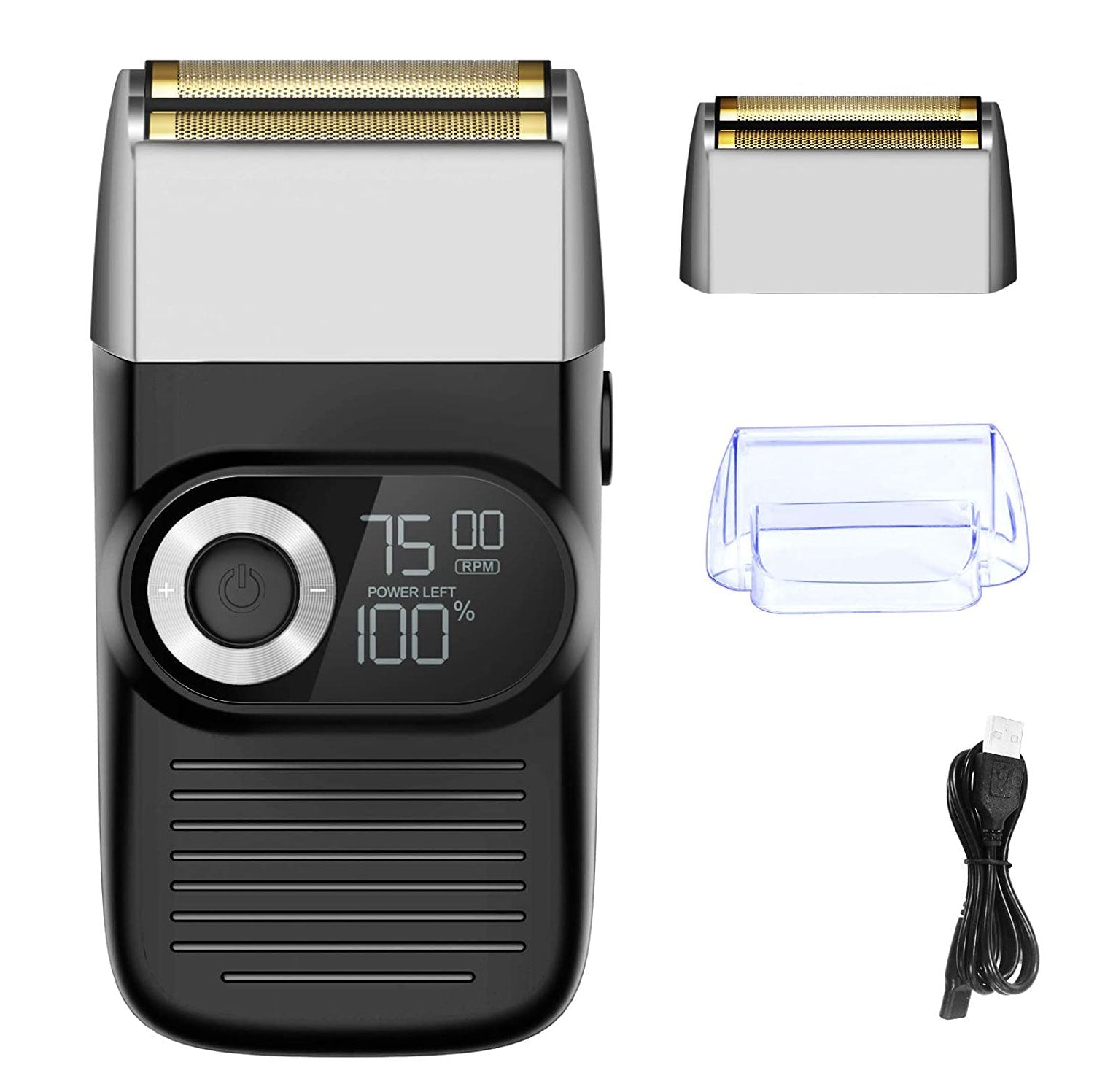 Máquina de afeitar para barba y cabeza con pantalla LED