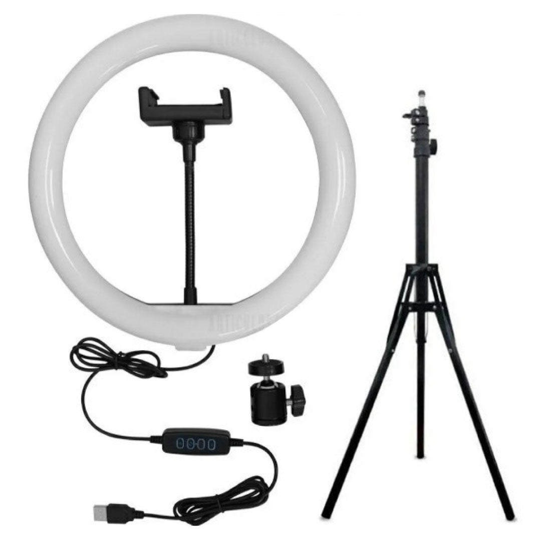 Aro de luz LED grande 30 cm con soporte de celular y trípode