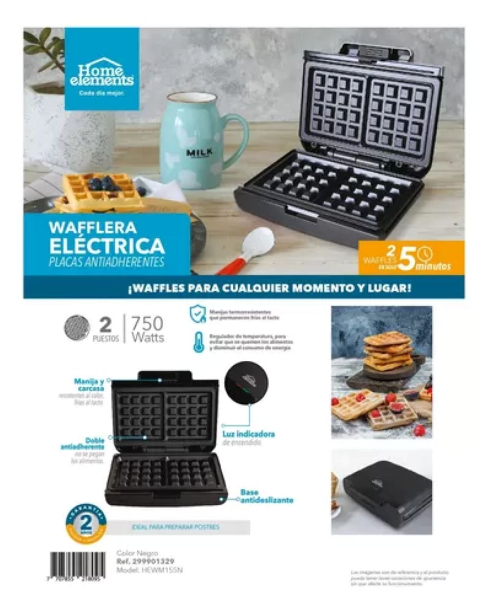 WAFFLERA DE 2 PUESTOS CUADRADA