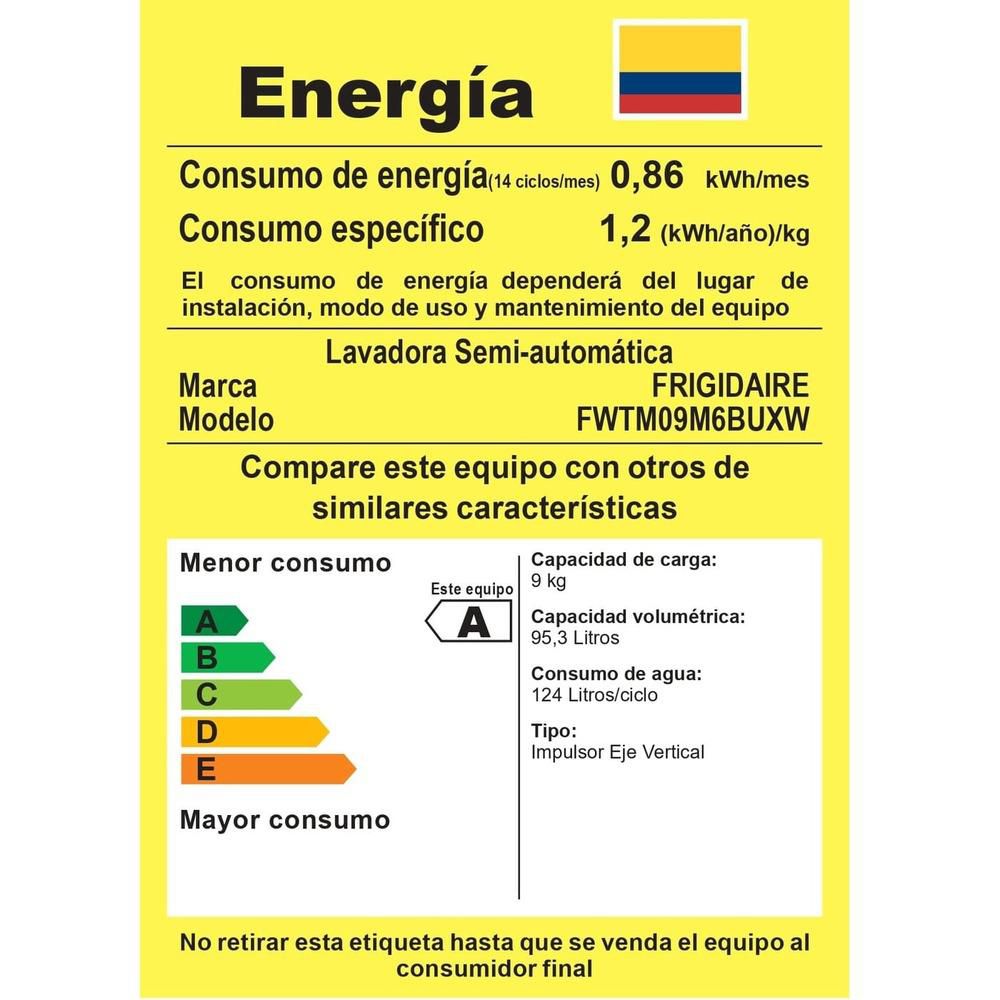 Lavadora Semi Automatica Frigdaire 9 Kg FWTM09M6BU,