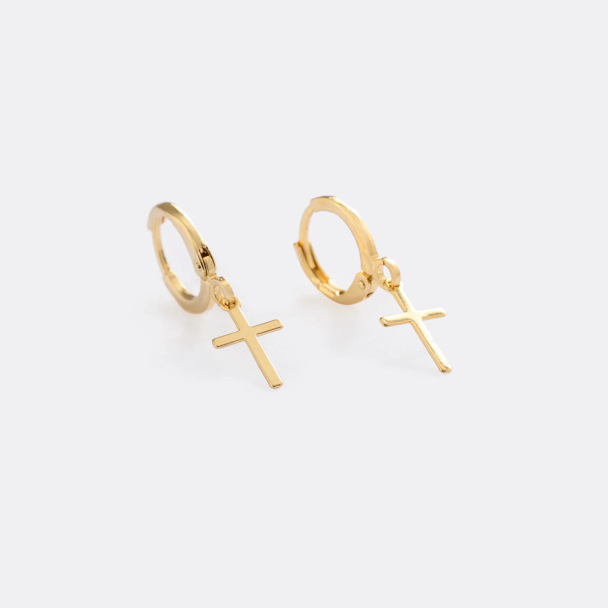 Aretas candonga unisex oro laminado 18K con cruz colgando Ref 34008