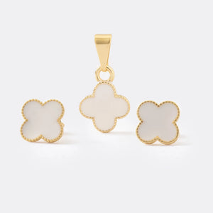Conjunto Clover dije y aretes oro laminado 18K Ref 63002