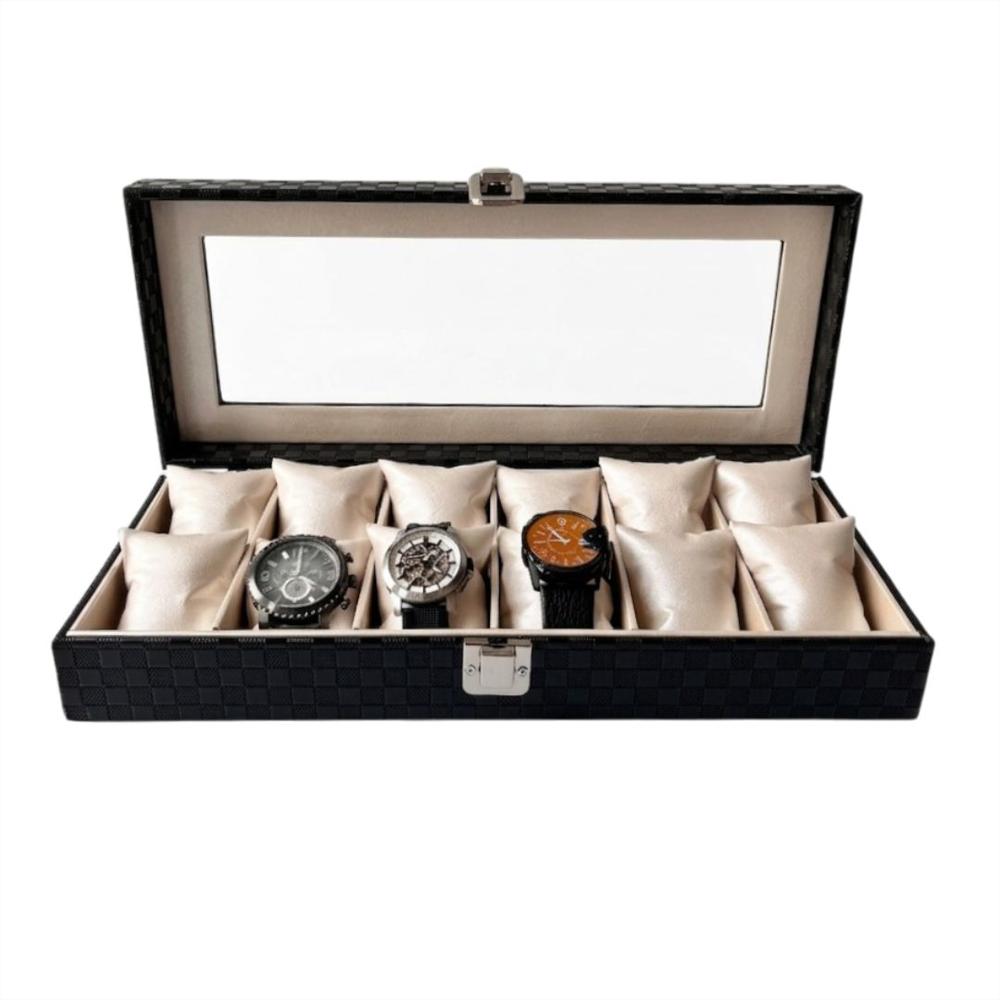Caja Relojera Organizador 12 puestos Flipp Cuero Para Relojes – Blanco Perla