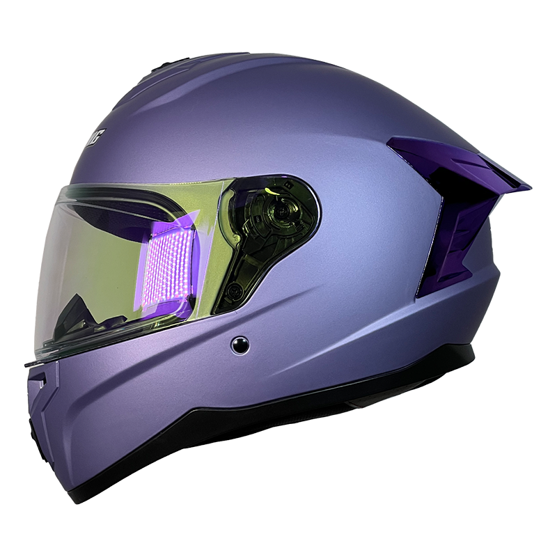 XTR-M70 XTRONG MORADO MATE SIN GRAFICO-SPOILER CROMADO PURPURA VISOR REVO PURPURA