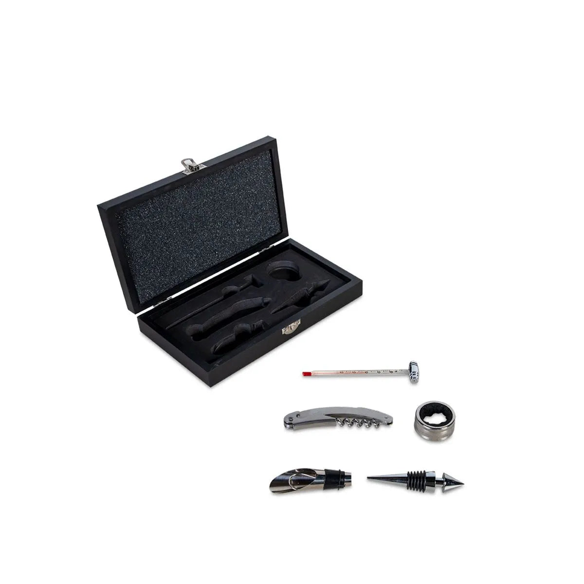 SET DE VINO X 5 ACCESORIOS CAJA MADERA 16310B-1